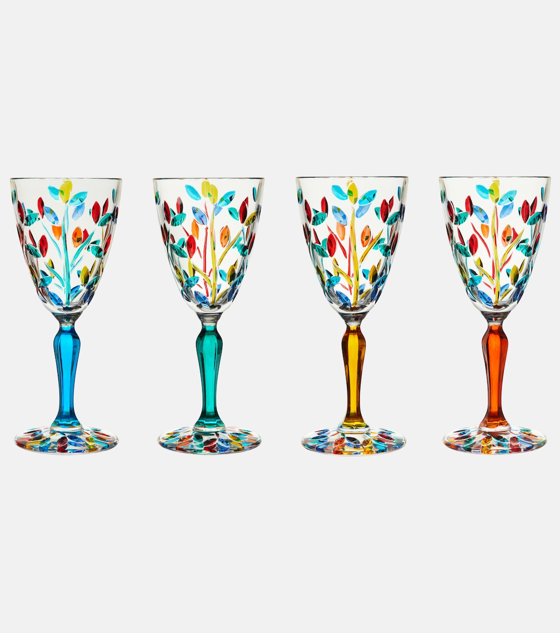 Floral set of 4 crystal glasses | Les-Ottomans