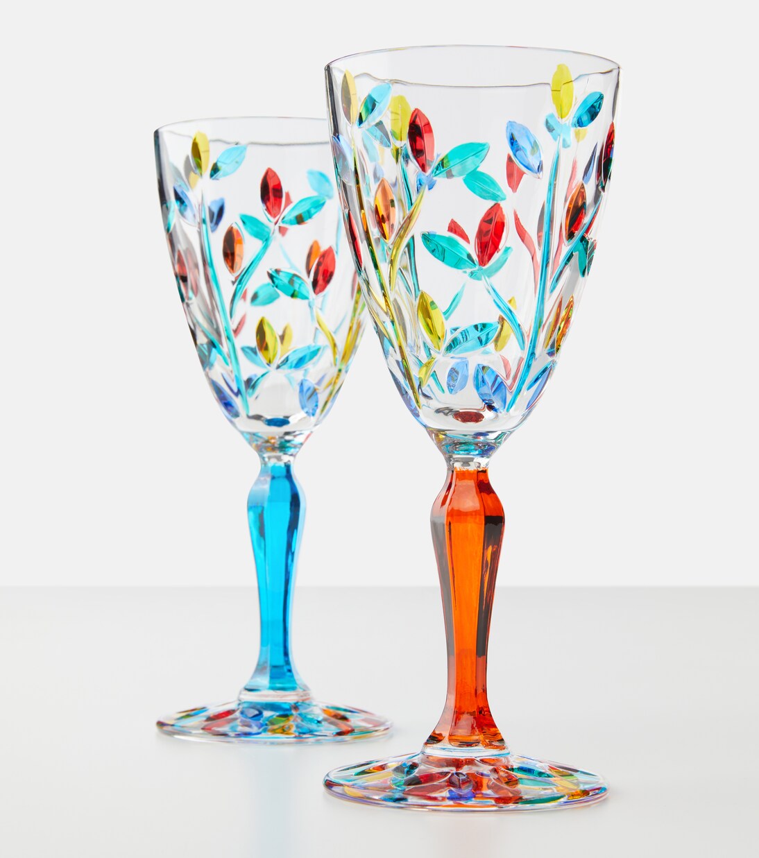 Floral set of 4 crystal glasses | Les-Ottomans