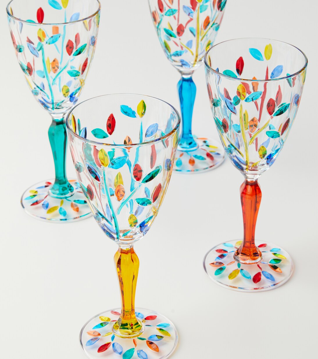 Floral set of 4 crystal glasses | Les-Ottomans