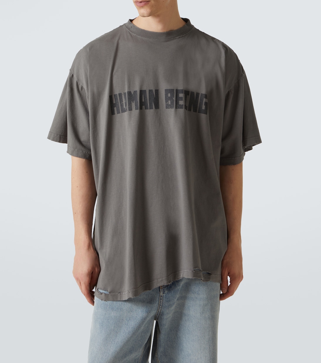 Camiseta en jersey de algodón con rotos | Balenciaga