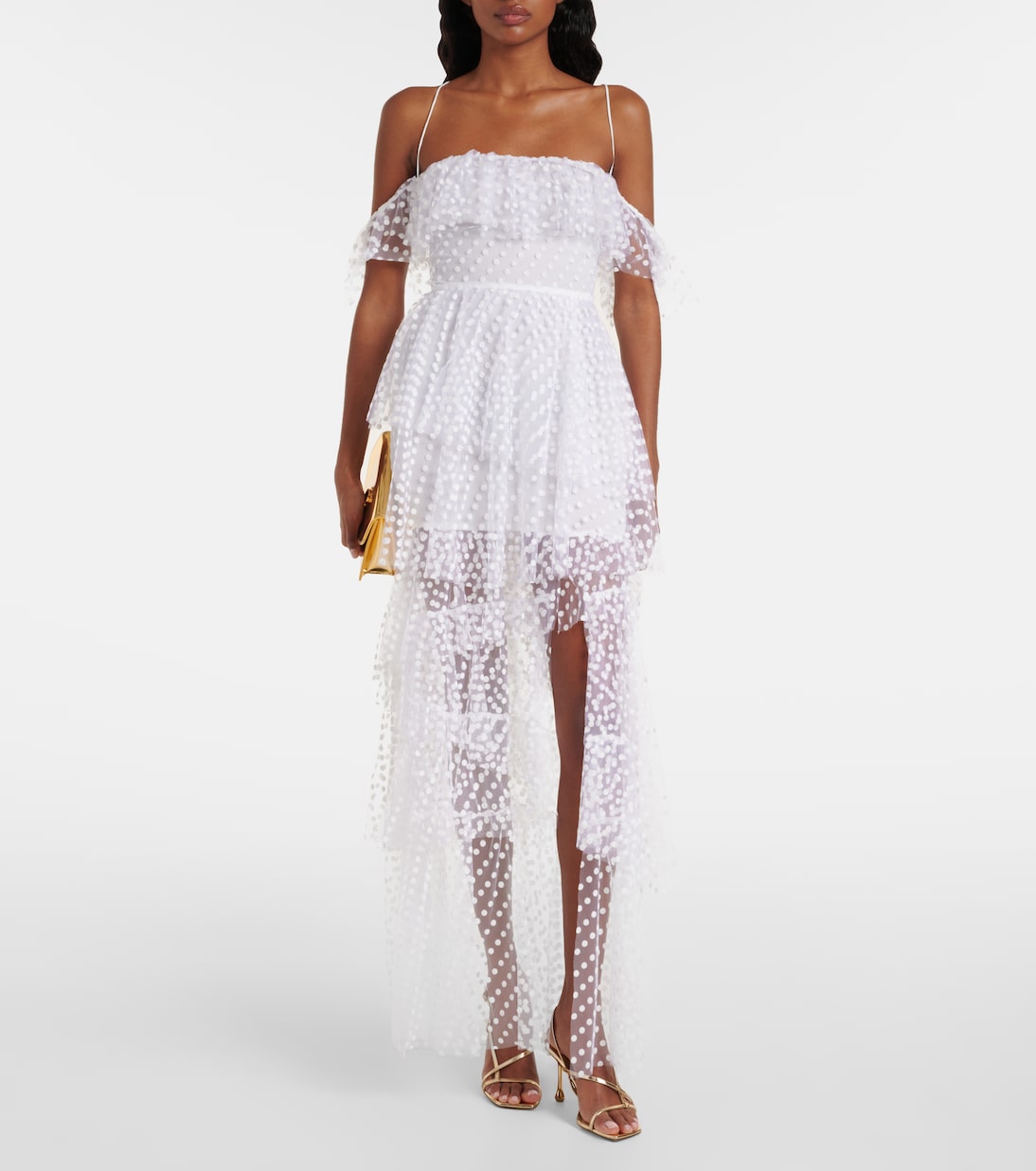 Vestido largo Carmen de tul con lunares | Alexandra Miro