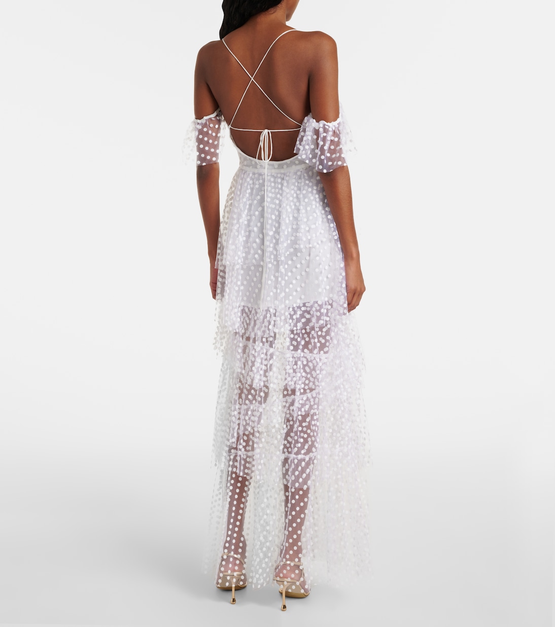 Vestido largo Carmen de tul con lunares | Alexandra Miro