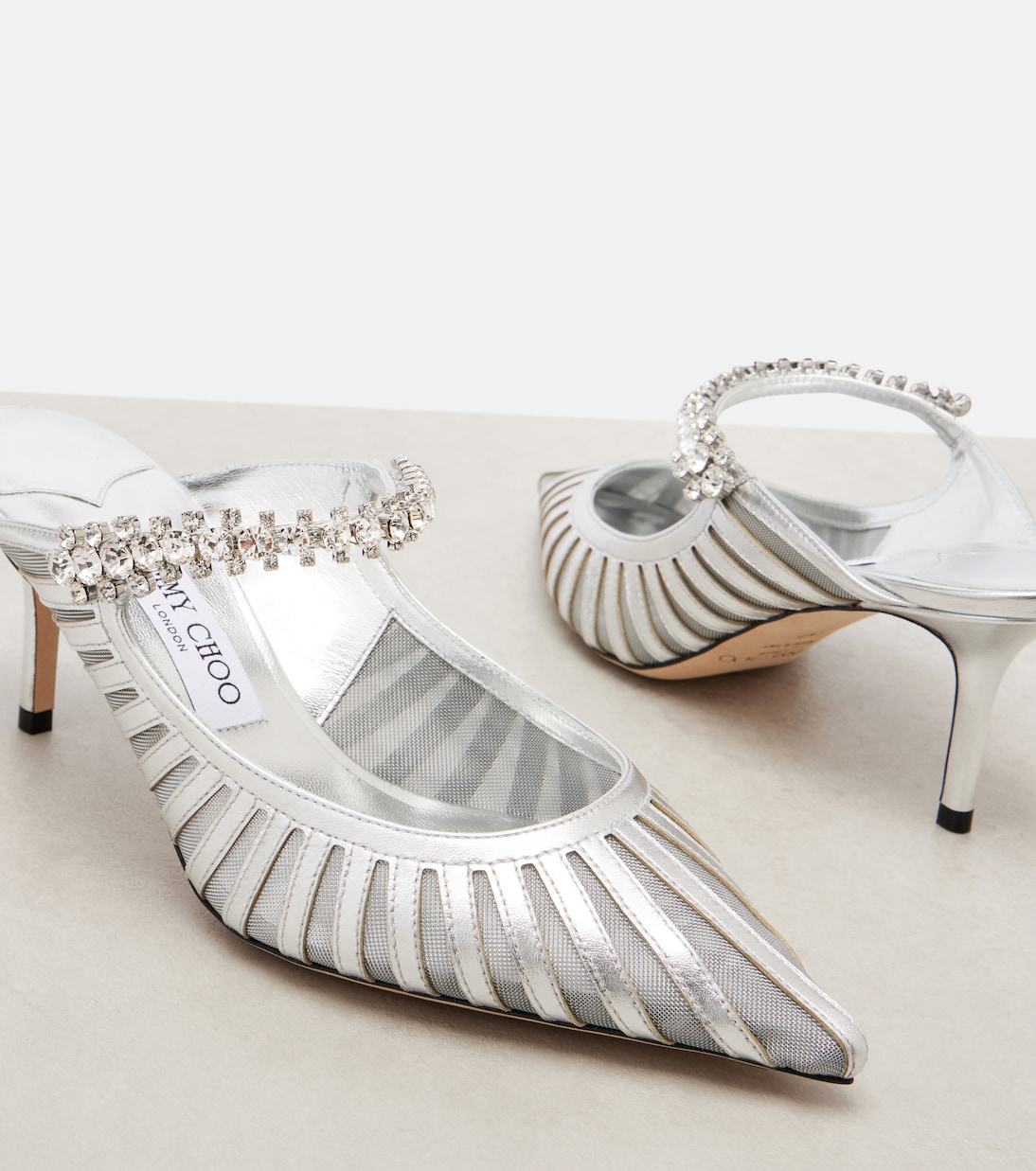 Bing 65 embellished leather and mesh pumps | Jimmy Choo