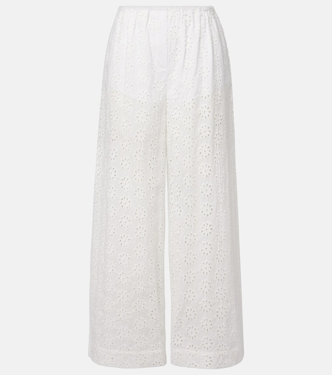 Bonfire eyelet cotton wide-leg pants | Staud
