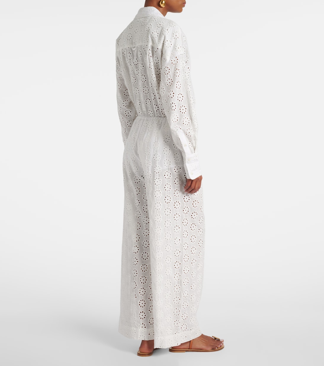 Bonfire eyelet cotton wide-leg pants | Staud
