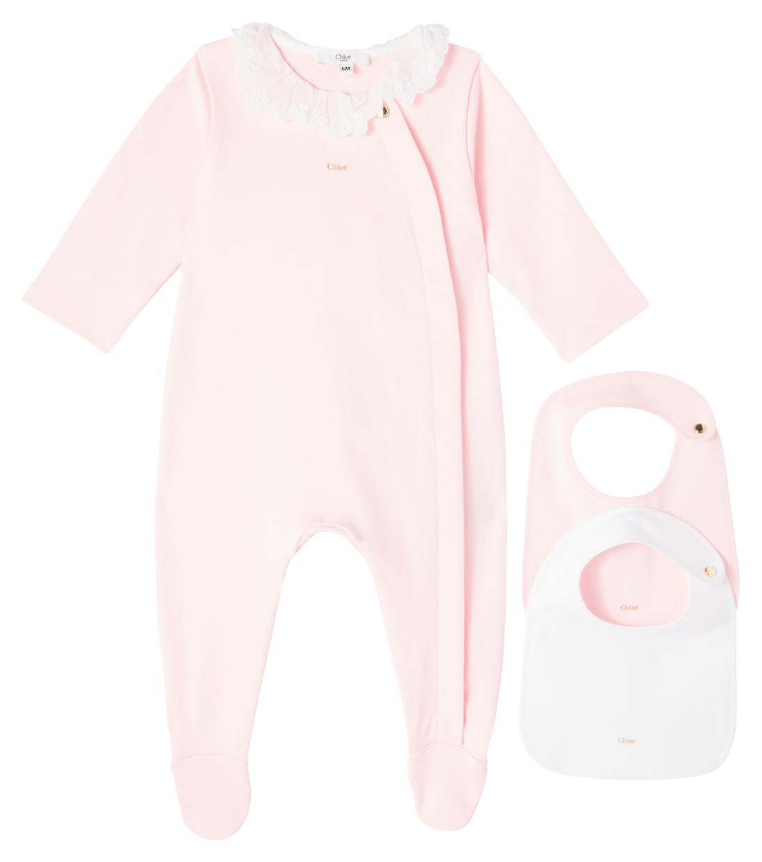 Baby cotton onesie and bib set | Chloé Kids