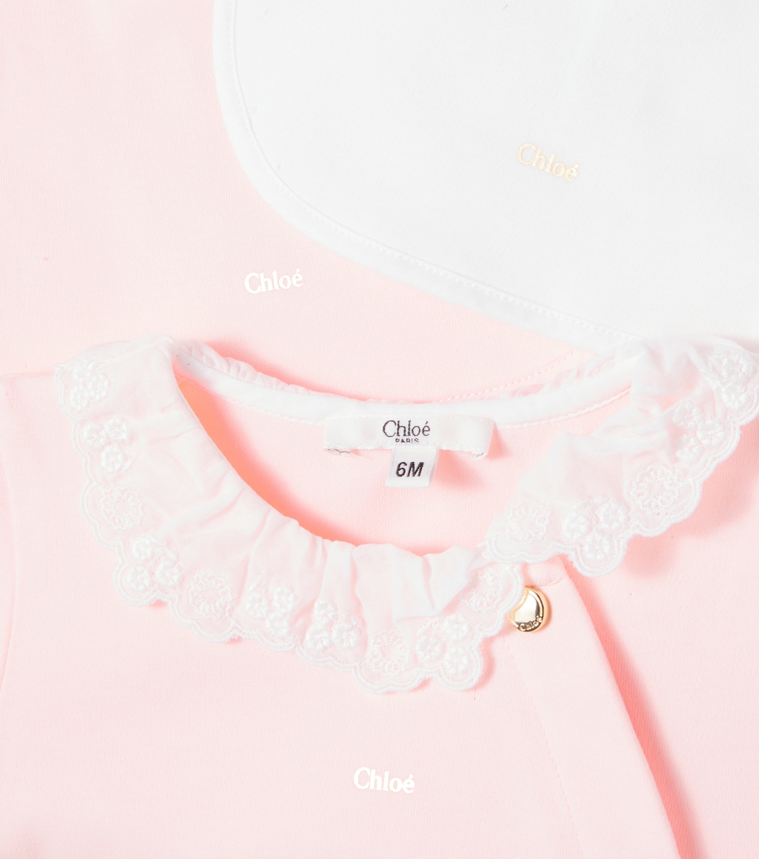 Baby cotton onesie and bib set | Chloé Kids