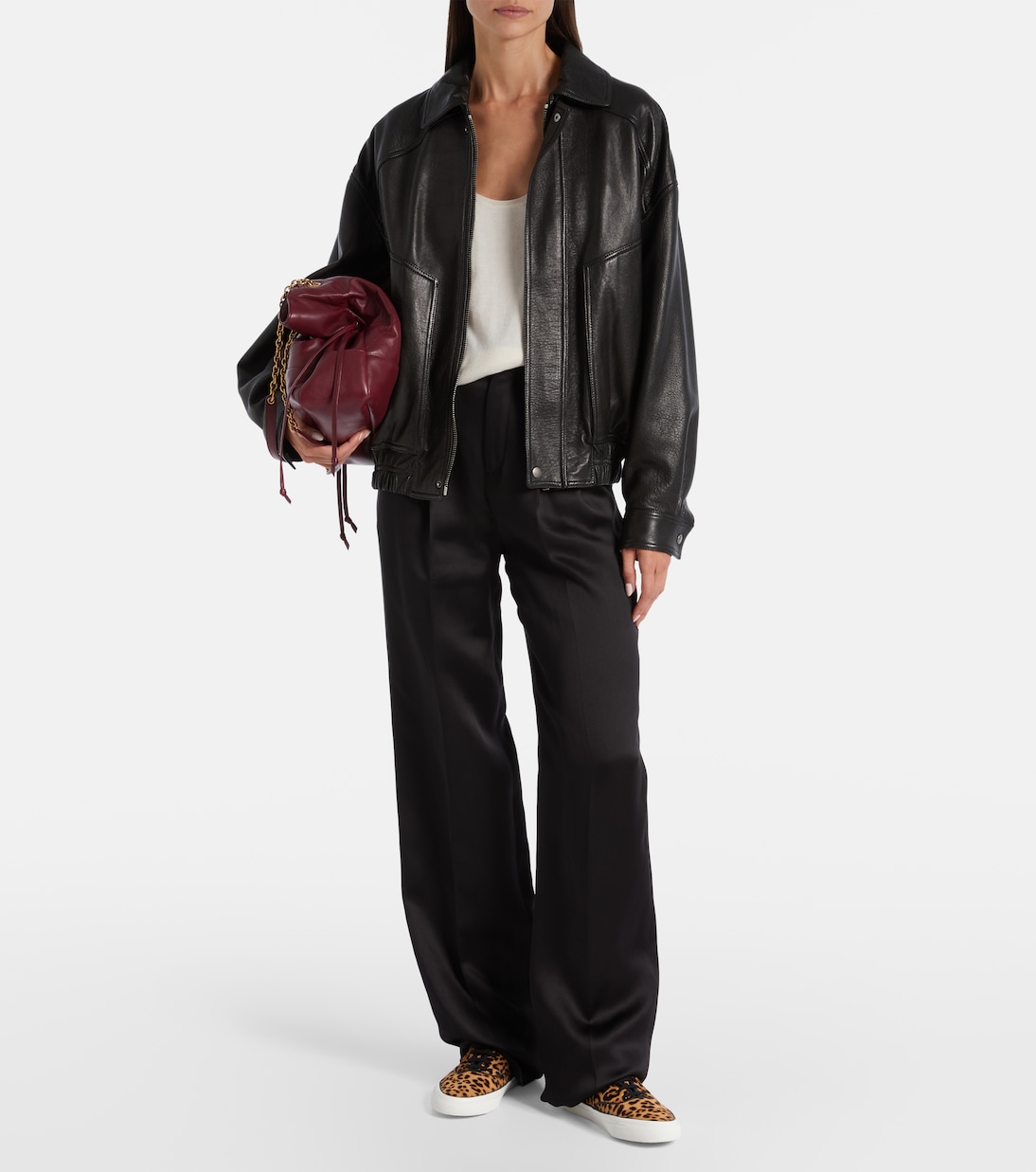 Sneakers minimaliste in pelle con stampa animalier | Aquazzura