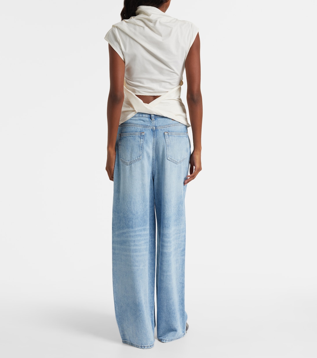Ruched cotton-blend top  | Ganni