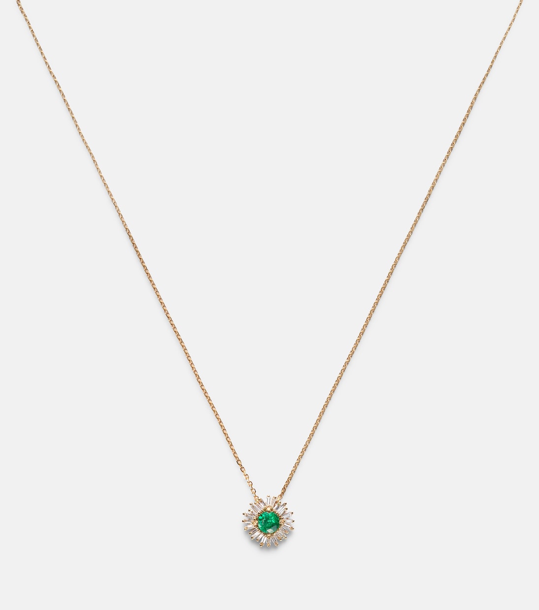 One Of A Kind 18kt gold necklace with emerald and diamonds | Suzanne Kalan
