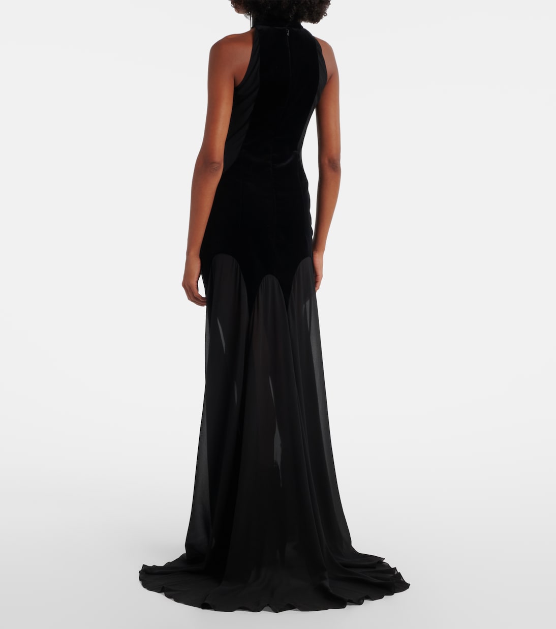 Velvet-trimmed silk georgette gown | McQueen