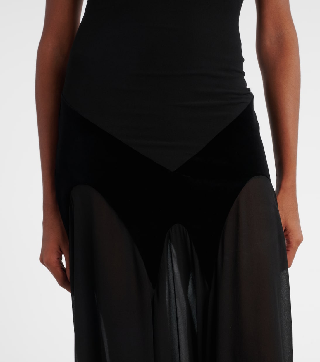 Velvet-trimmed silk georgette gown | McQueen