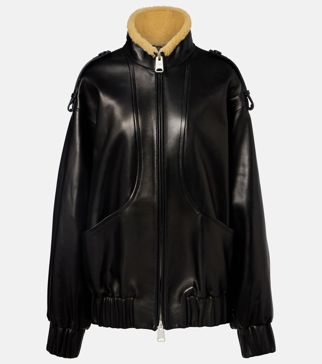 Sigi shearling-trimmed leather jacket | Khaite