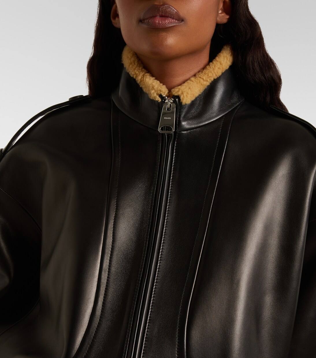 Sigi shearling-trimmed leather jacket | Khaite