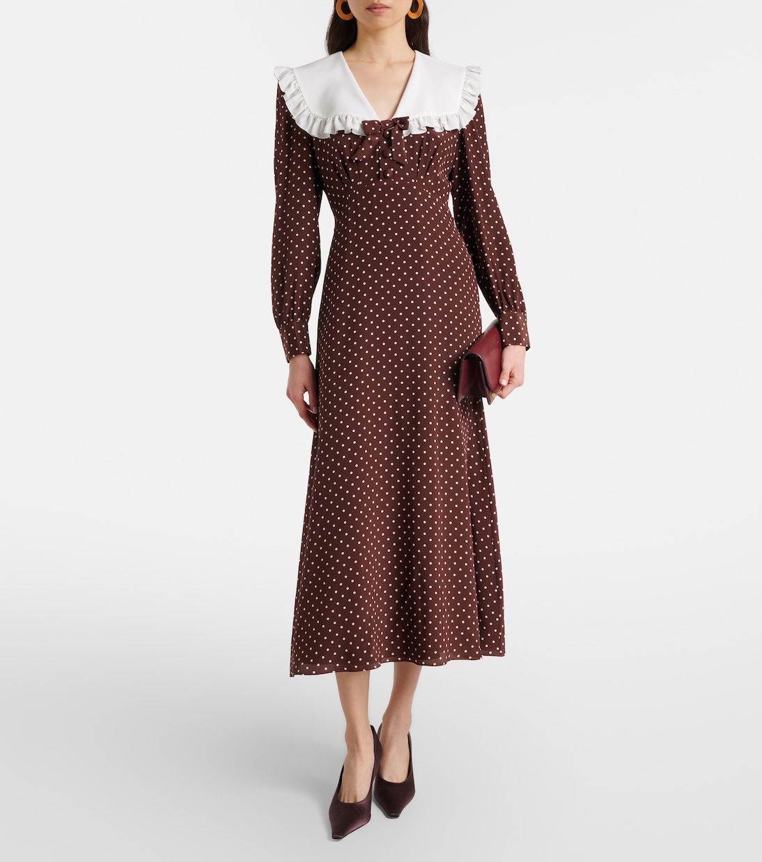 Vestido midi de seda con lunares | Alessandra Rich