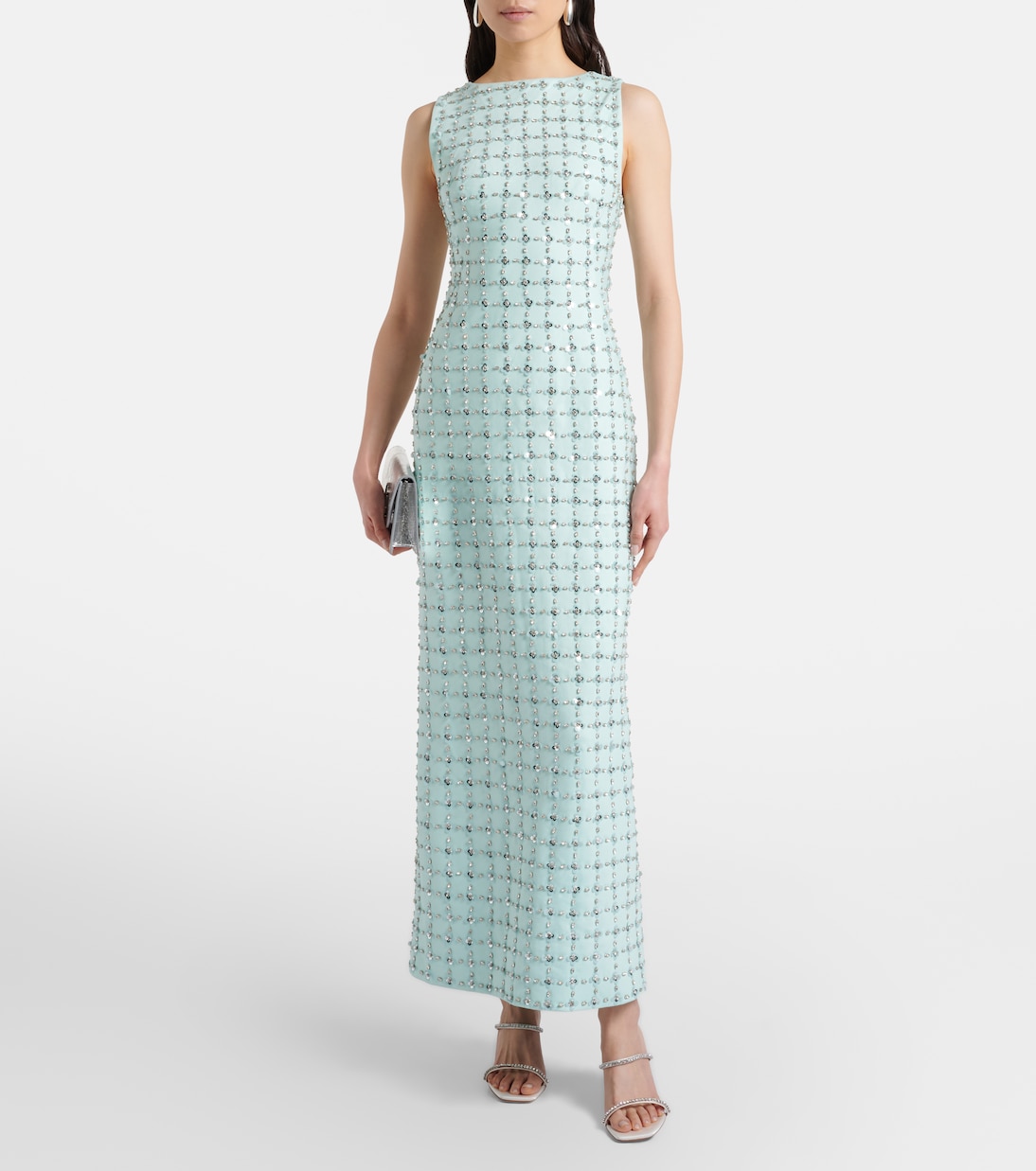 Sandalen Gilda 70 aus Satin mit Kristallen | Amina Muaddi