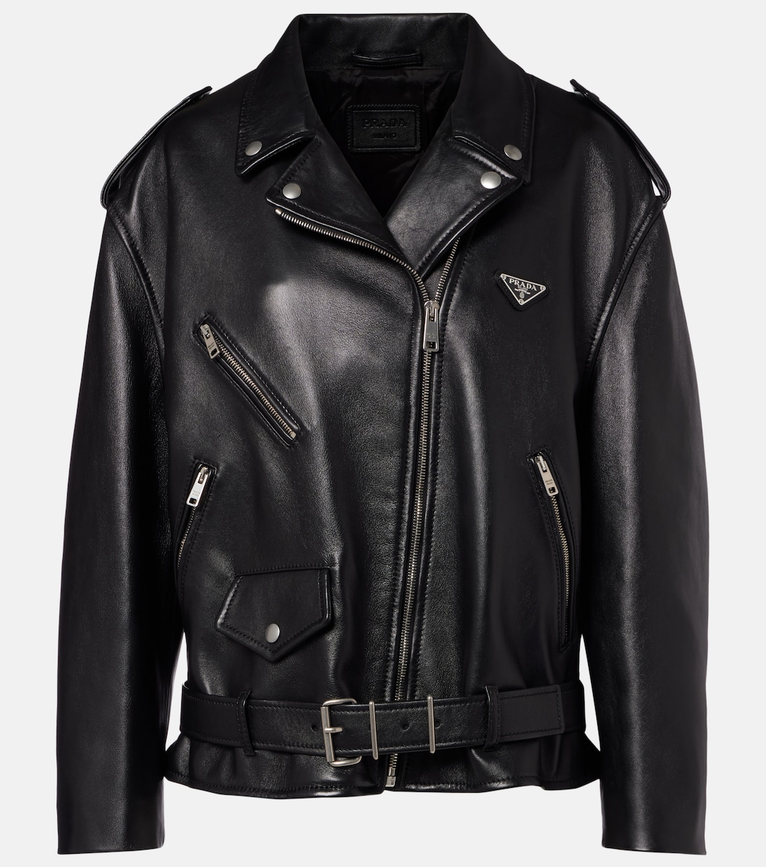 Leather biker jacket | Prada