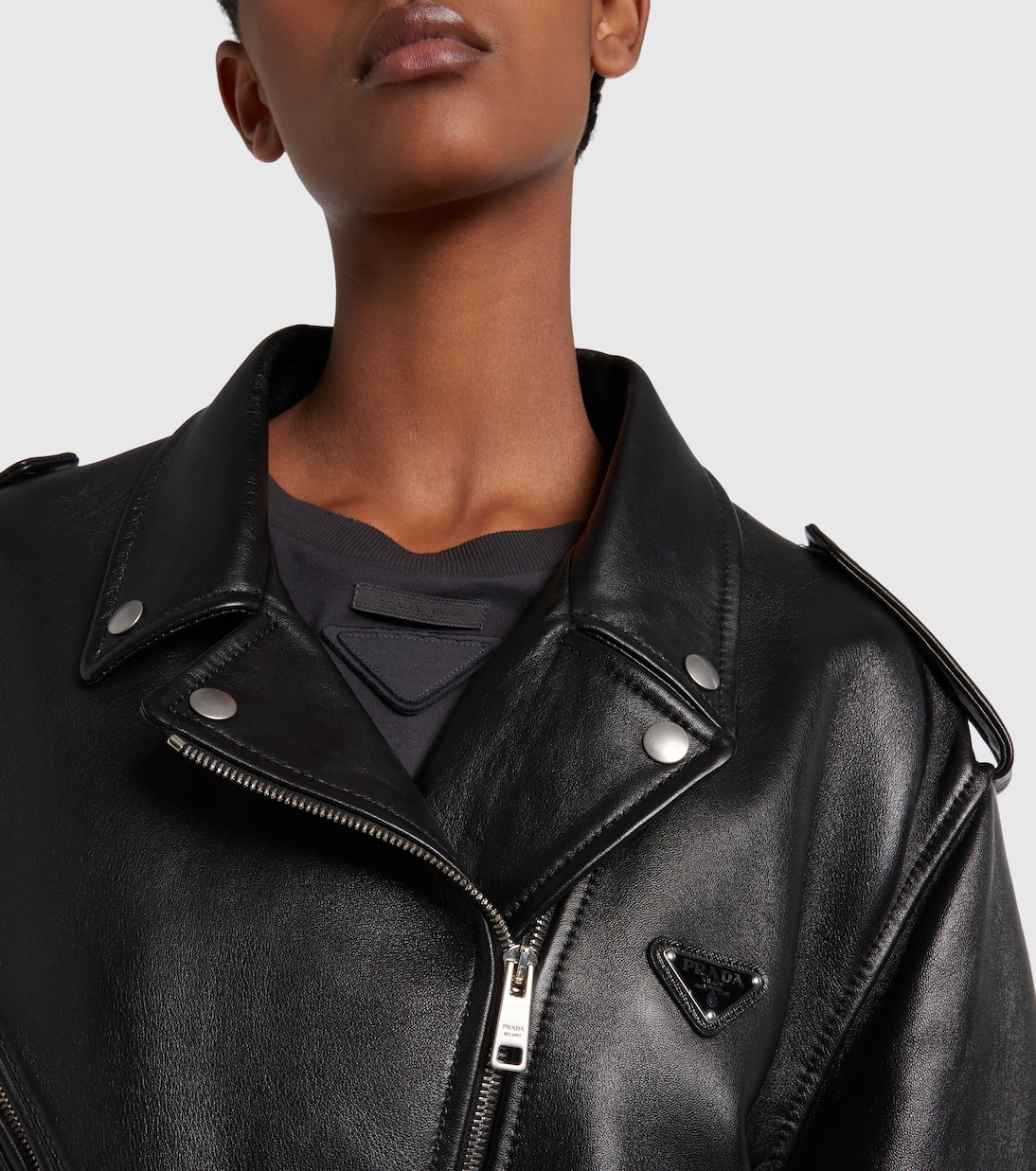 Leather biker jacket | Prada