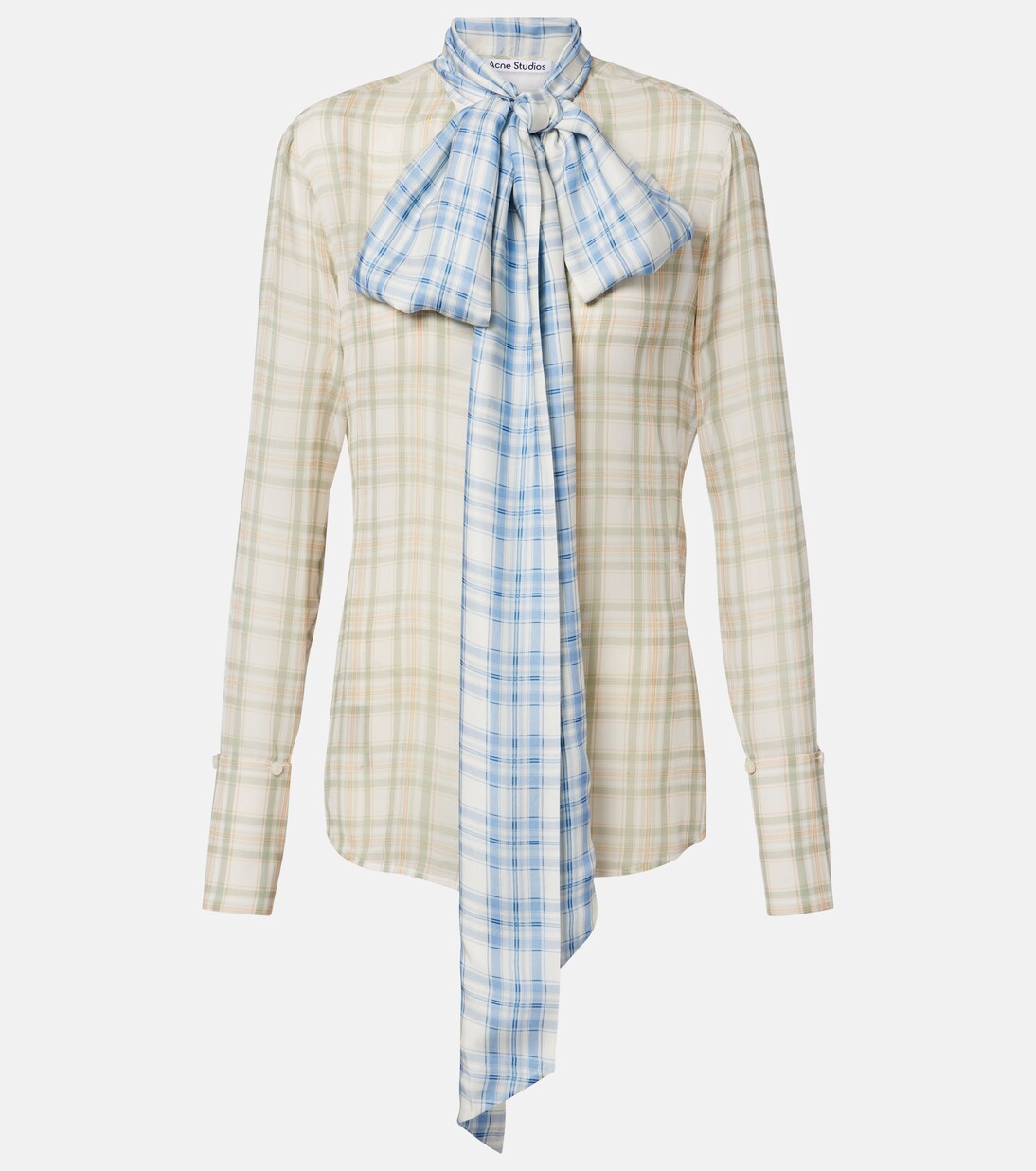 Sheer tie-neck silk blouse | Acne Studios