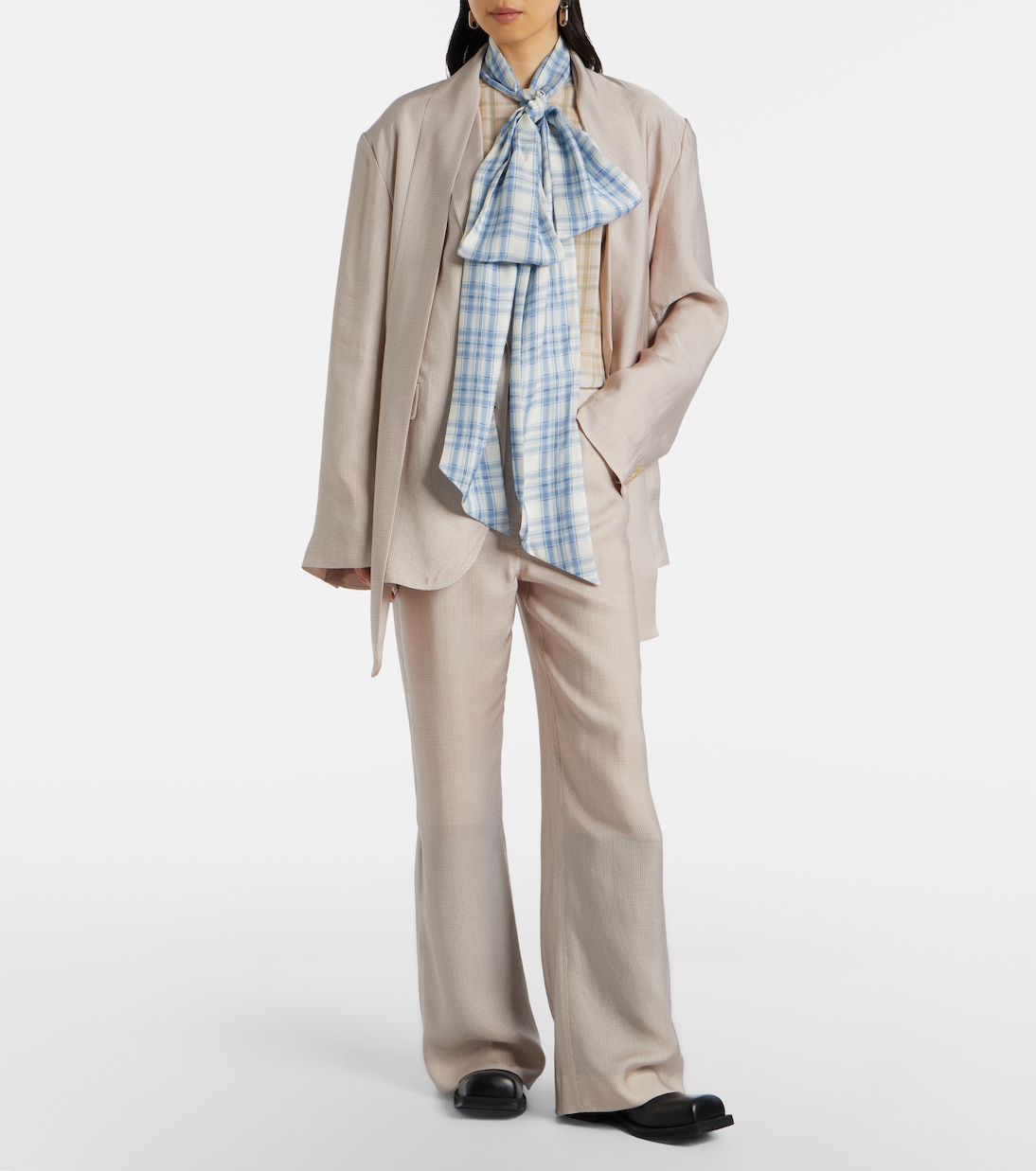 Sheer tie-neck silk blouse | Acne Studios