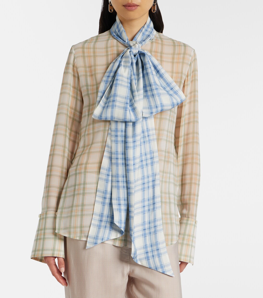 Sheer tie-neck silk blouse | Acne Studios