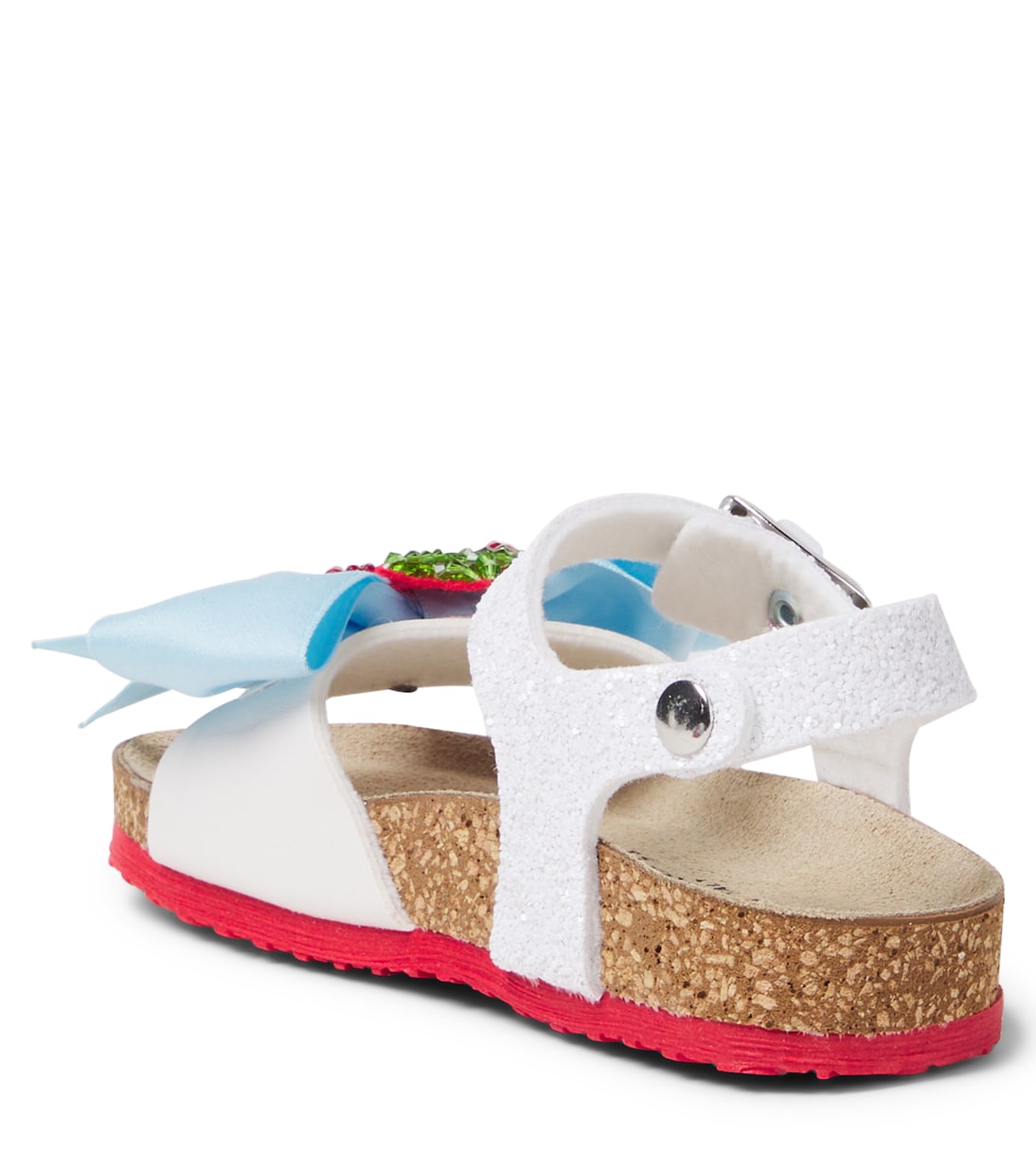 Embellished leather-trimmed sandals | Monnalisa