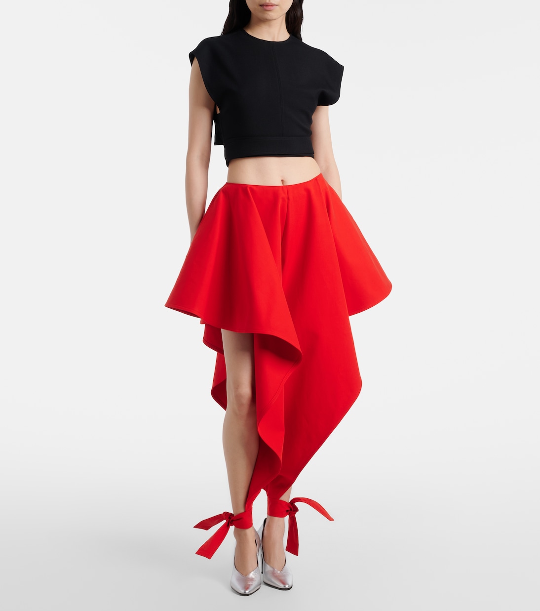 Ruffled cotton gabardine tapered pants | Alaïa