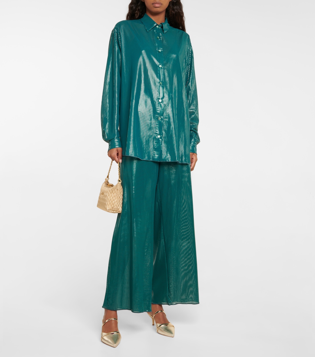 Lamé wide-leg pants | Oséree