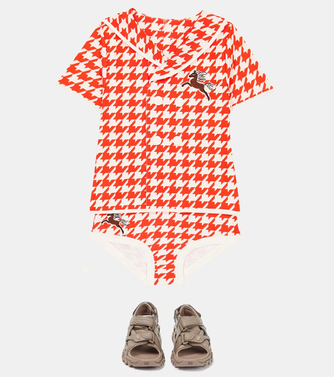 Houndstooth embroidered swim top | Mini Rodini