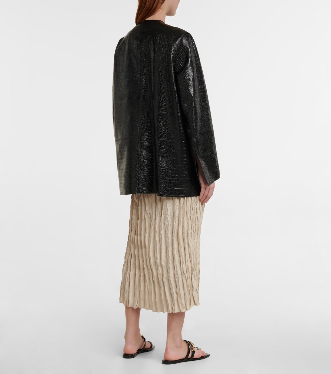 Double-breasted croc-effect leather blazer | Toteme