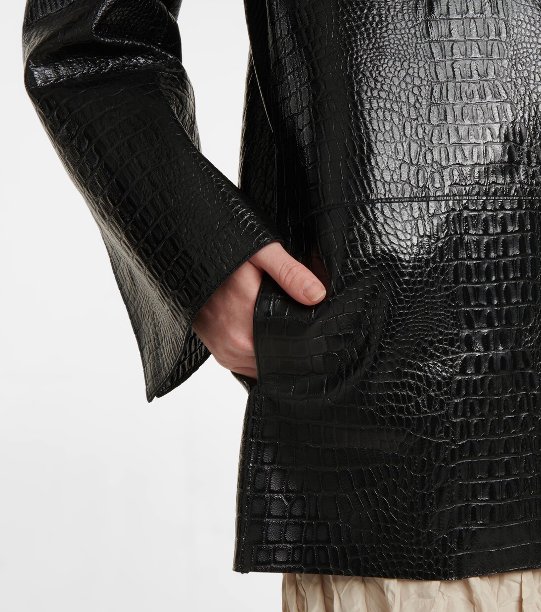 Double-breasted croc-effect leather blazer | Toteme