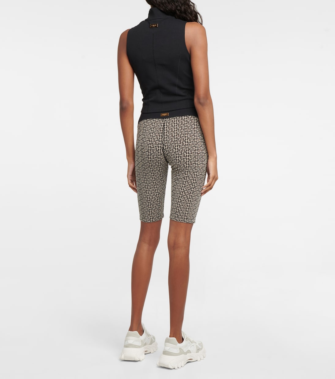 Top cropped in jersey con monogramma | Balmain