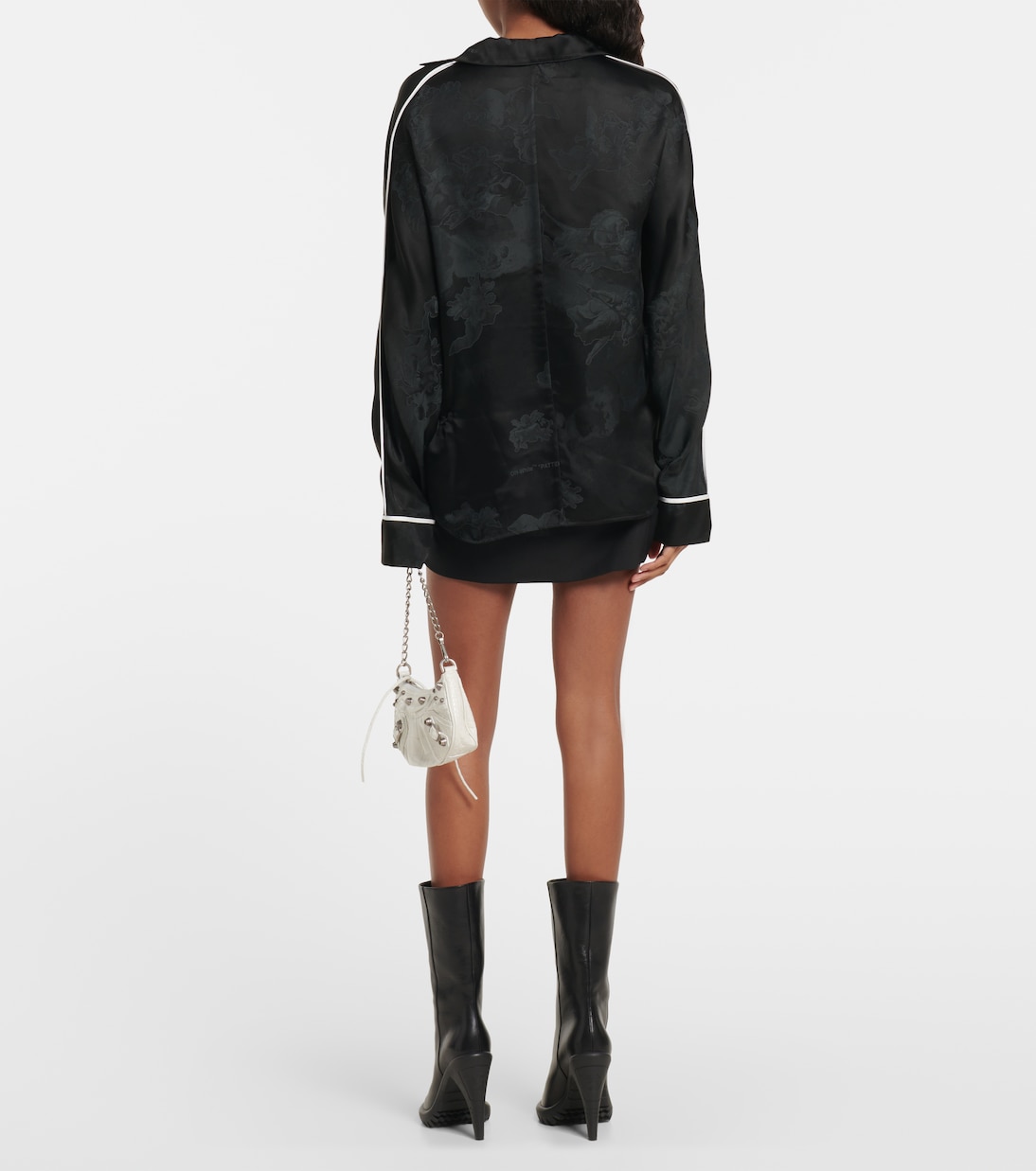 Bedrucktes Pyjama-Hemd aus Jacquard | Off-White