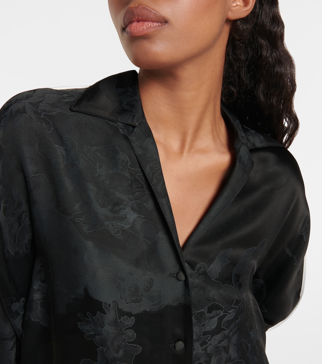 Bedrucktes Pyjama-Hemd aus Jacquard | Off-White