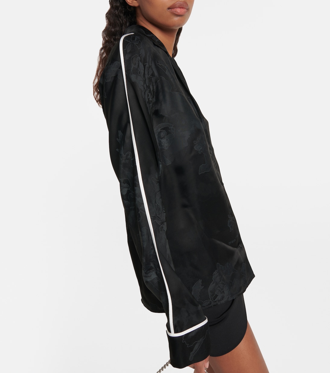 Bedrucktes Pyjama-Hemd aus Jacquard | Off-White