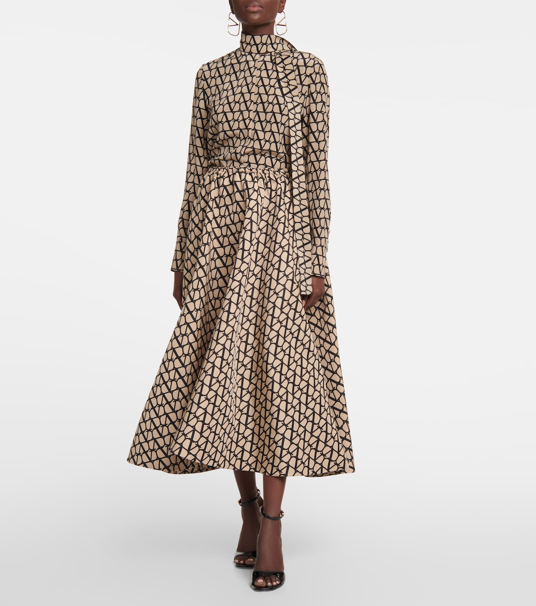 Toile Iconographe silk midi skirt | Valentino