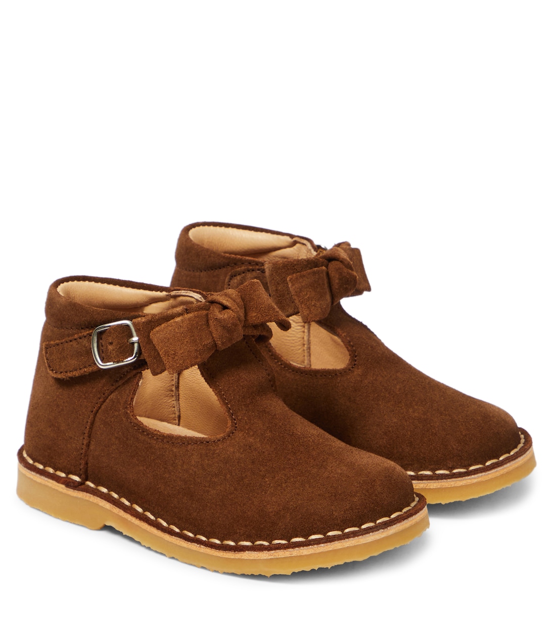 Scarpe T-bar in suede con fiocco | Petit Nord