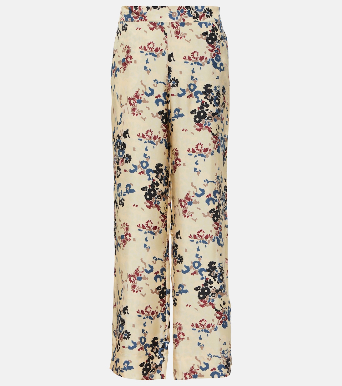 Pantalon ample London en soie à fleurs | Asceno