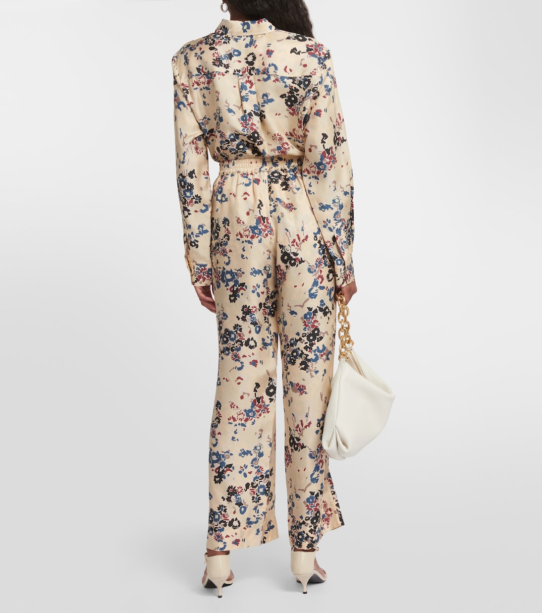 Pantalon ample London en soie à fleurs | Asceno