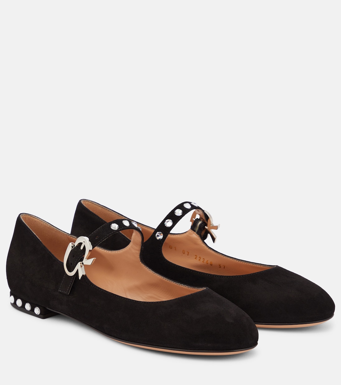Crystal Mary Ribbon suede ballet flats | Gianvito Rossi