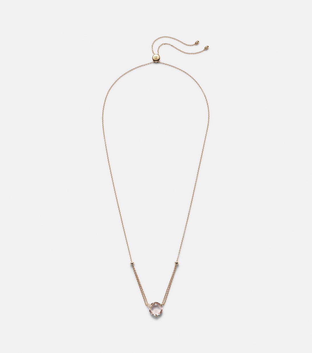 Collana in oro rosa 18kt con morganite e diamanti, design elegante per giovani