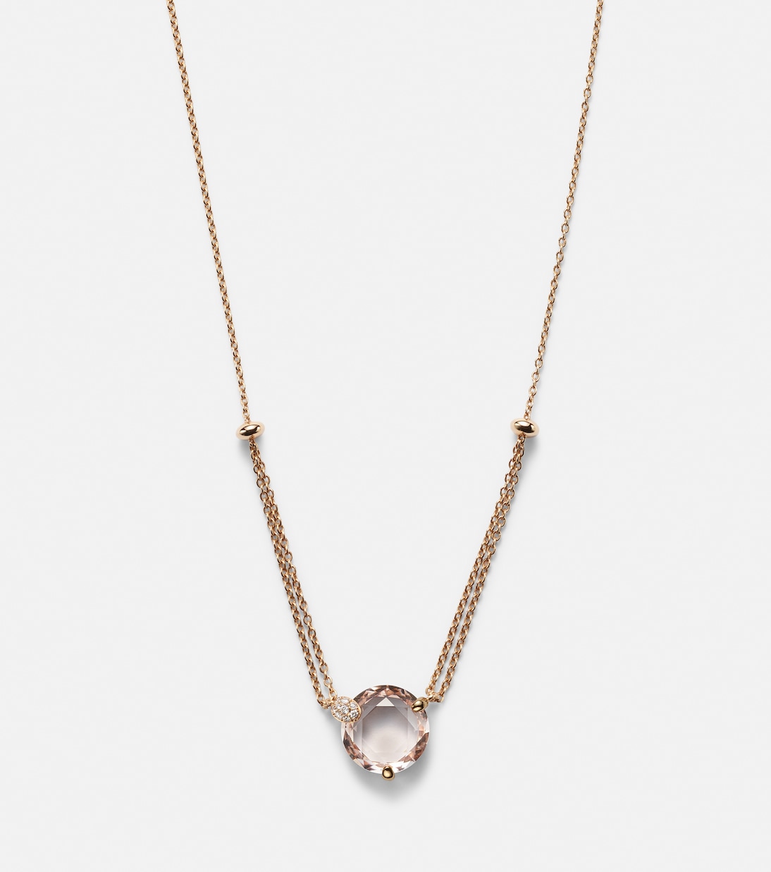 Collana in oro rosa 18kt con morganite e diamanti, design elegante per giovani