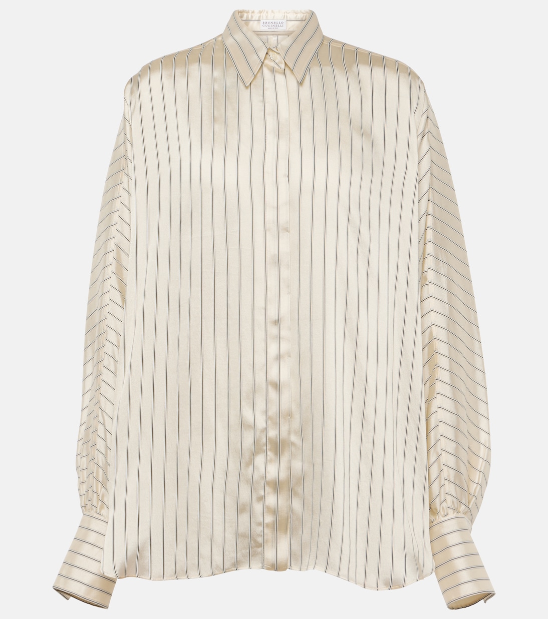 Blusa de satén a rayas | Brunello Cucinelli