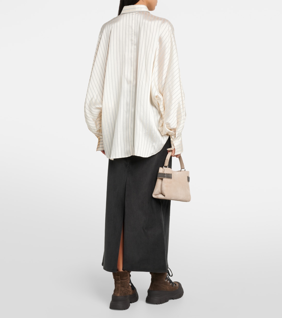 Blusa de satén a rayas | Brunello Cucinelli