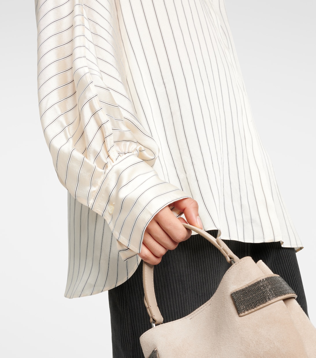 Blusa de satén a rayas | Brunello Cucinelli