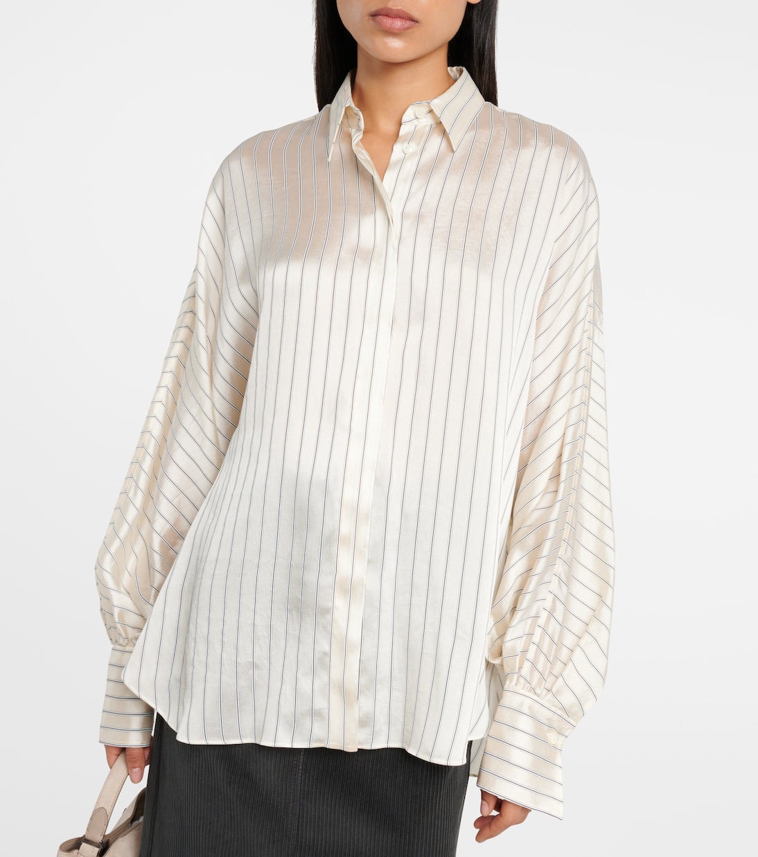 Blusa de satén a rayas | Brunello Cucinelli