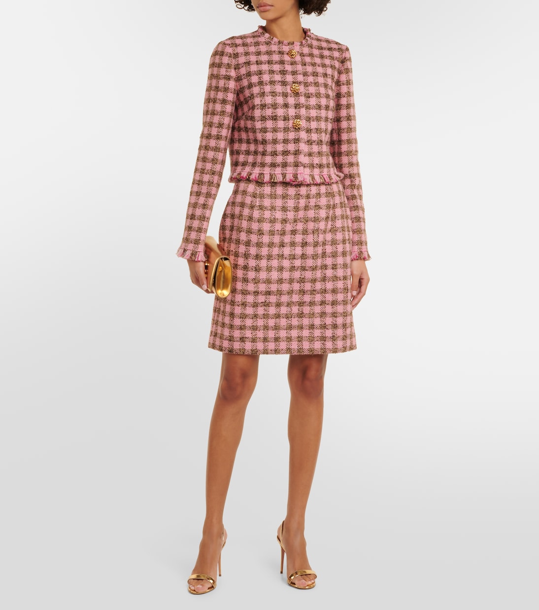 Checked wool-blend tweed miniskirt  | Oscar de la Renta