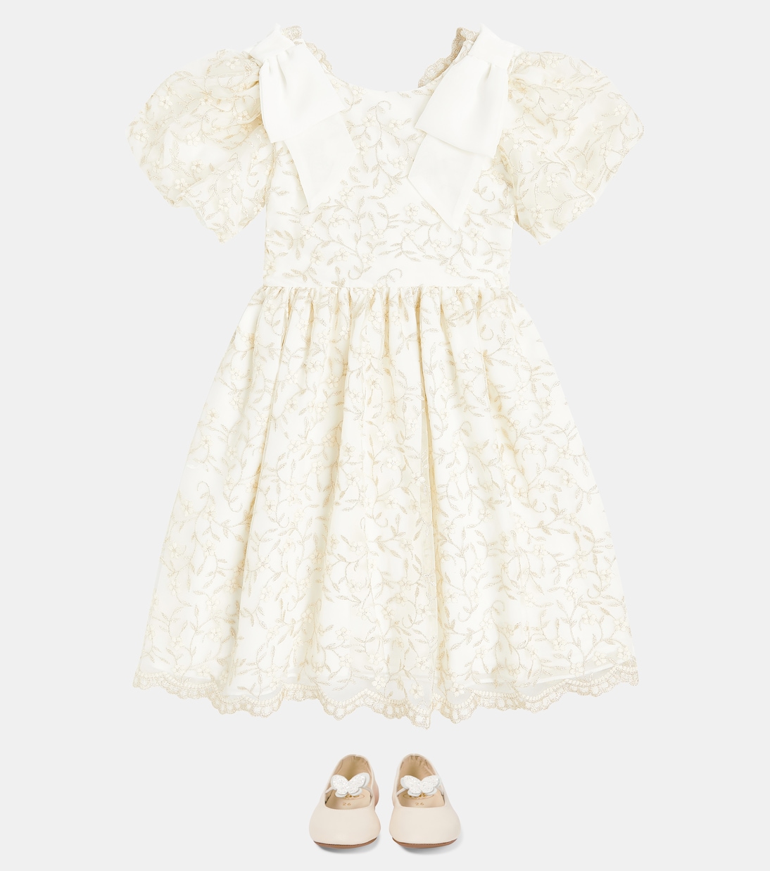 Bow-detail embroidered tulle dress | Patachou