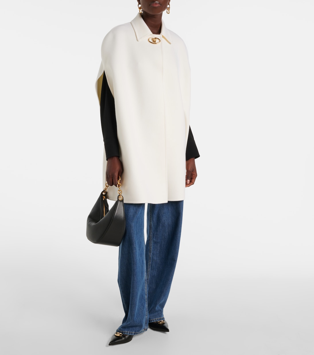 Compact Drap VLogo wool and cashmere cape | Valentino