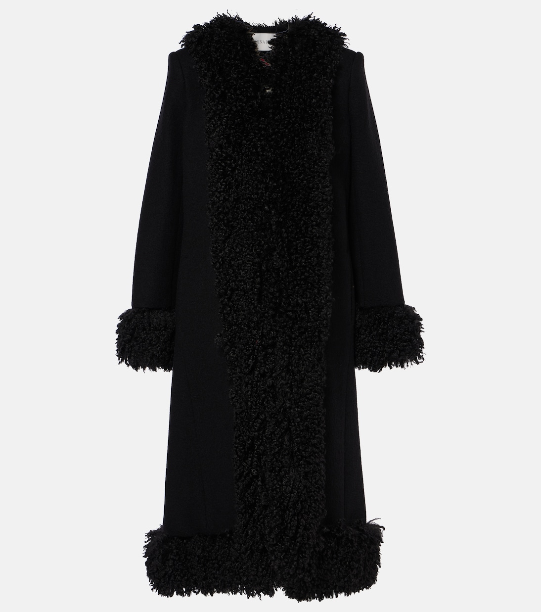 Faux fur trimmed wool coat in black Nina Ricci Mytheresa
